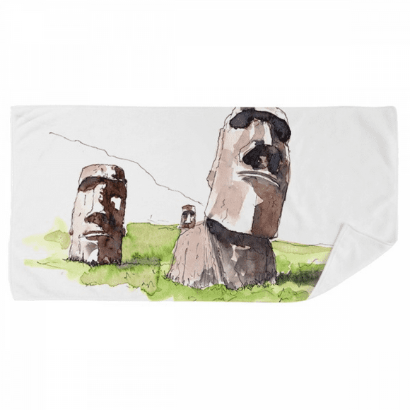 Moai Statues In Easter Island Bath Towel Soft Washcloth Facecloth 35x70cm