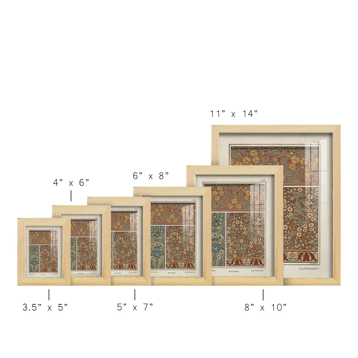 Nouveau Decorative II - Framed Print w/glass - Natural Wood