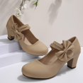 thumbnail image 5 of Aobny Closed Toe Heels Shoes Women Pumps High Heels Chunky Pumps Shoes Shoes Round Toe Brown Mid Heel Hook & Loop Soft Toe Summer Shoes for Women,Size 39, 5 of 5