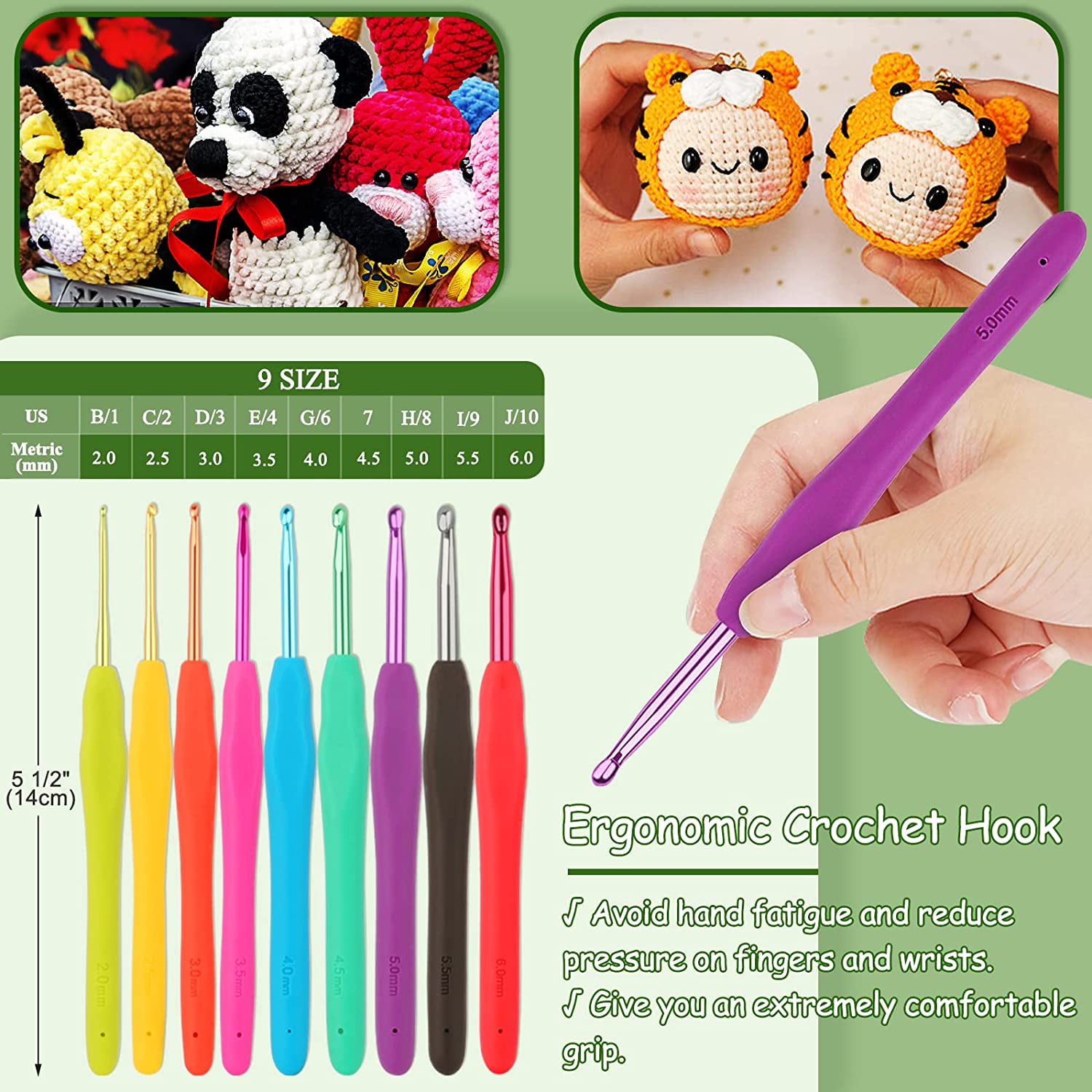 Wiher Upgraded Hanging Crochet Kit Beginners, 63PCS Crochet Hook Set with Crochet Book, Crochet Set with 8 Yarn for Crocheting, Crochet Hooks Ergonomic Soft Grip & Knitting Crochet Supplies, White