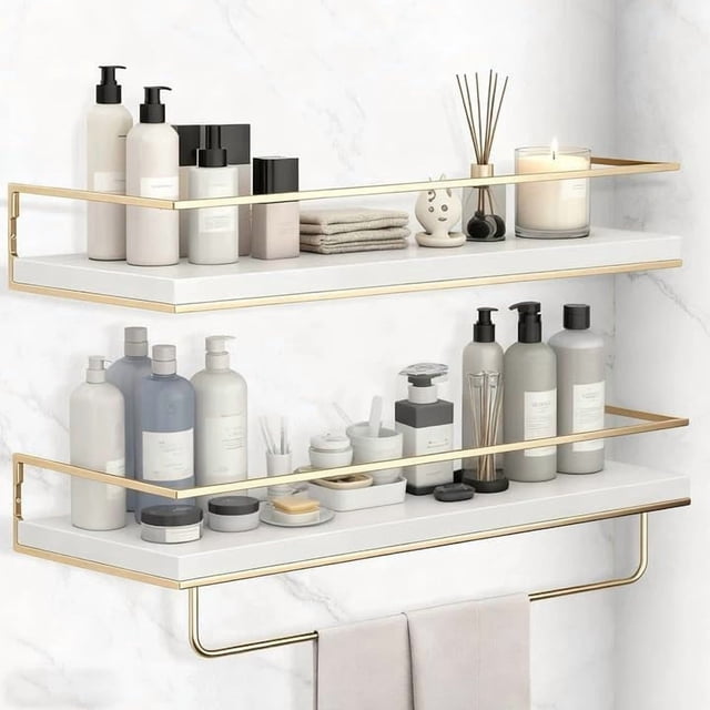 Repisas para Baño,Juego de 2 Repisas Flotantes de Pared,Repisas Flotantes,Estante de Almacenamiento para Baño Cocina Cuarto Estar Oficina Dormitorio