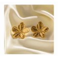 thumbnail image 2 of Pendientes Jacinta de acero inoxidable con forma de aro dorado metalizado, 3 cm, 2 of 5