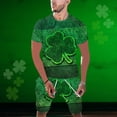 thumbnail image 2 of TSADFHJI Pyjama Homme Imprimé Jour de la Saint-Patrick Col Rond Manches Courtes Short Costume TG Gris, 2 of 5