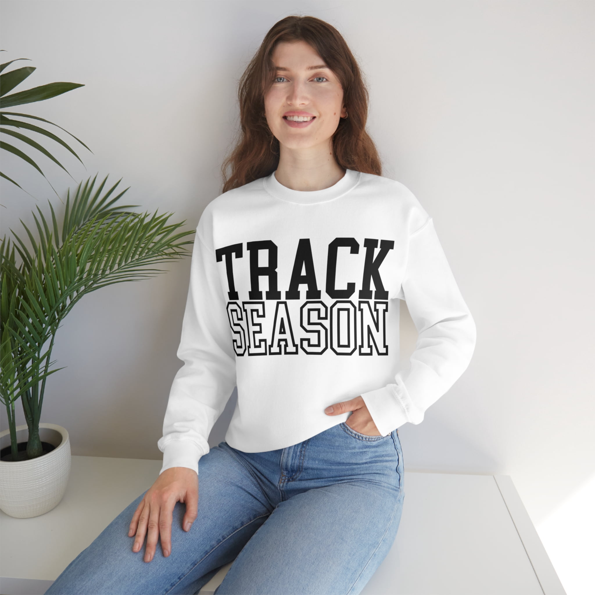 Track Season Sweatshirt Trendy Track and Field Long Sleeve Shirt White XL