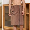 thumbnail image 2 of successthop Wrap Bath Towel for Men Soft Knee Homewear Snap After Bath Wear Pocketed Comfortable Winter Loungewear, 2 of 6