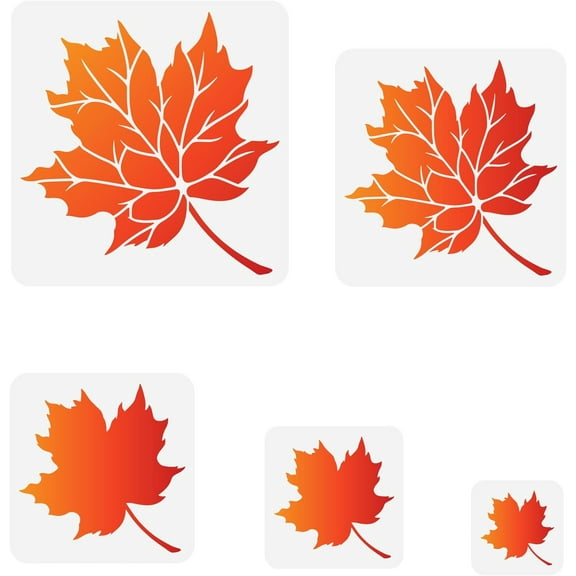 5PCS Maple Leaf Stencils 3.9/5.9/7.9/9.8/11.8inch Square Leaves Painting Stencil Autumn Plants Stencil Plastic PET Drawing Template