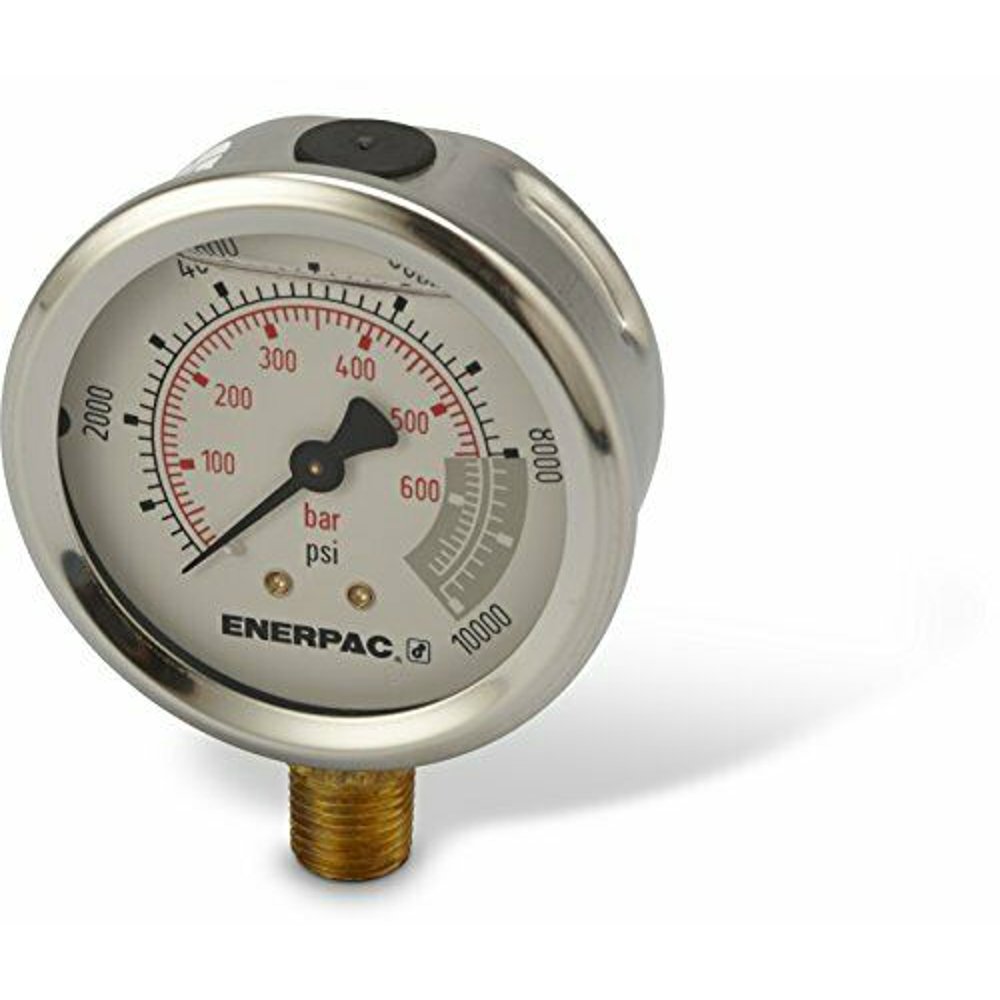 Dual Scale Hydraulic System Pressure Gauge w/ 10000 PSI & 700 Bar Range