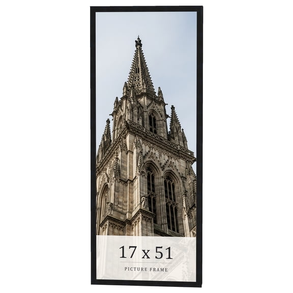 17x51 Frame Black Real Wood Picture Frame Width 0.75 inches | Interior Frame Depth 0.5 inches |