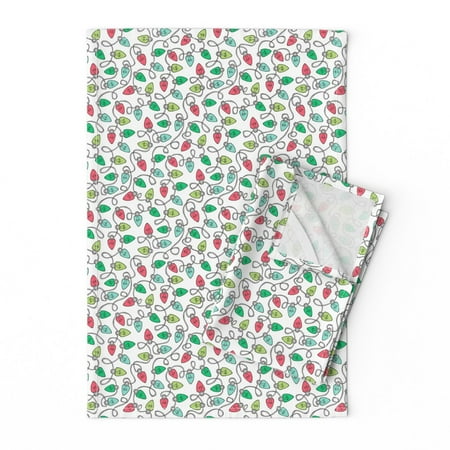 

Printed Tea Towel Linen Cotton Canvas - Christmas Xmas Holiday Red Green White Smaller Tiny Holidays Light Small Winter Ditsy Print Print Decorative Kitchen Towel by Spoonflower