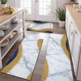 thumbnail image 2 of Blue Gold Wave Marble Pattern Kitchen Rugs Sets Of 3,Kitchen Runner Rugs Non Skid Washable,Decorative Kitchen Floor Mats for Kitchen,Sink,Laundry,17"x30"+ 17"x47" + 17"x59", 2 of 6