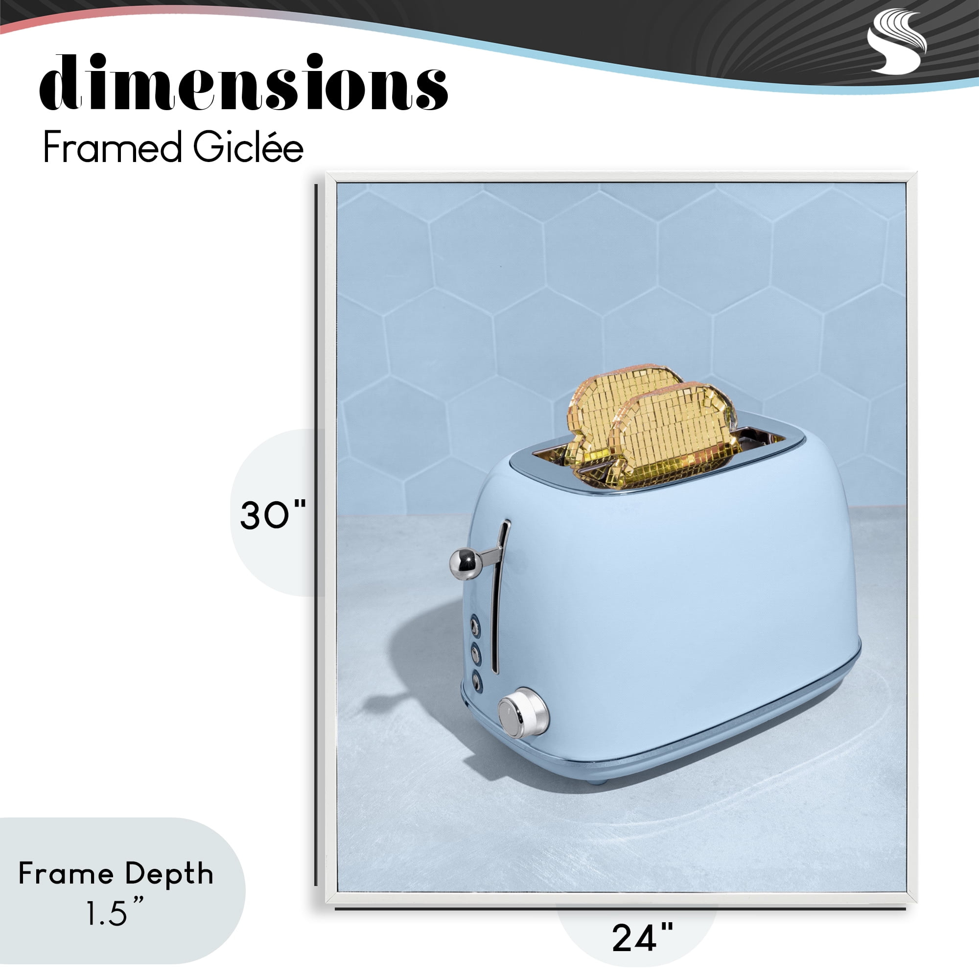 Stupell Industries Golden Disco Toaster Over White Framed Giclee Art, design by LISH Creative