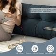 thumbnail image 5 of Lovote Headboard Wedge Pillow Twin Size, Delicate Embroidery Triangular Reading Pillow - Ergonomic, Removable Cover w/ Side Pocket Backrest Bolster Pillows, Blue, 5 of 6