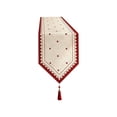 thumbnail image 2 of Hxlamzoo Red Tassel Table Runner Polyester Openwork Bohemian Design Decorative Cover for Coffee Table TV Cabinet Countertop Dining Living Room Decor, 2 of 6