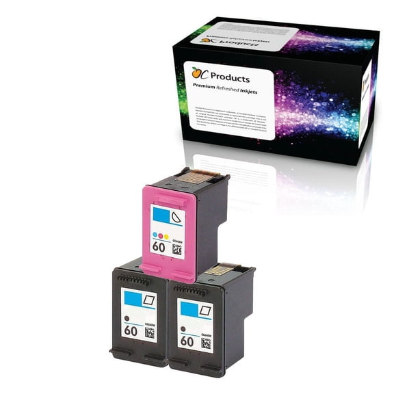Remanufactured Compatible Ink Cartridge for HP 60 for Envy 120 114 Deskjet F4480 F4210 D1660 F4400 Printers (2 Black 1 Color)
