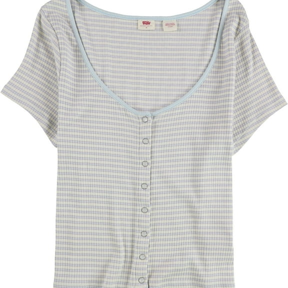 Levi's Womens Snap Front Basic T-Shirt, Beige, Plus Size, 1X