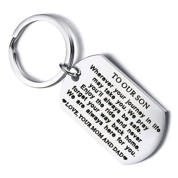 MYOSPARK To Our Son Keychain Inspirational Gifts for Son from Mom and Dad Son Graduation Gifts Birthday Gifts( Silver)