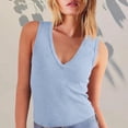 thumbnail image 2 of Delayuji Women 2025 Casual Soft Loose Spring Summer V Neck Sleeveless Tee Shirts Basic Trendy Outfits Clothes Blue M Cotton Spring Tops for Women, 2 of 9