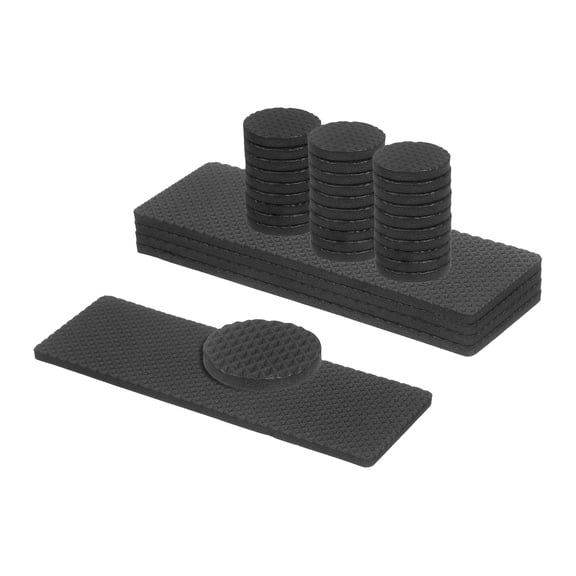 Non-Slip Furniture Pads, 34Pack Round, Rectangle Self-Adhesive Rubber Anti Skid Grippers Pads, Table Leg Chair Feet Furniture Floors Protectors for Hardwood Floors, Black
