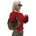 thumbnail image 6 of Women'S Off Shoulder Tops Dressy Long Sleeve Asymmetrical Slim Fit Going Out Fall Blouse Ruched Shirts Red L, 6 of 9