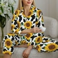 thumbnail image 6 of Lsque Cute Cow Print Sunflower B Pattern Long Sleeve Pajama Set for Women - Soft 2-Piece Sleepwear and Loungewear Set with Pockets, Comfy Nightwear-XX-Large, 6 of 7