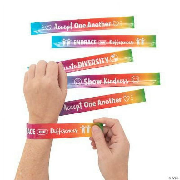 Humankind & Diversity Slap Bracelets, Birthday, Jewelry, 12 Pieces