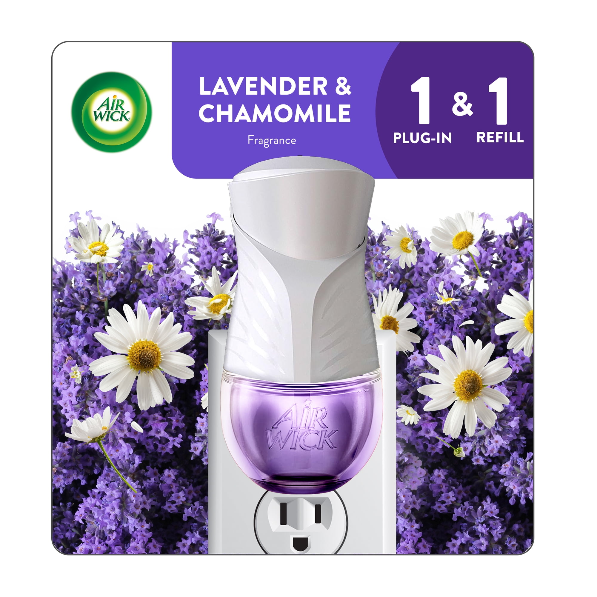 Air Wick Plug-In Scented Oil Warmer Air Freshener Starter Kit, Lavender & Chamomile, 2 Piece