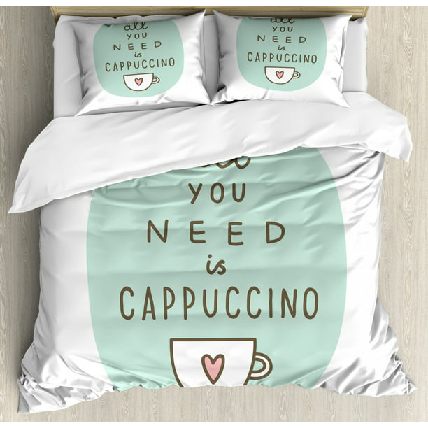 Funny Words King Size Duvet Cover Set All You Need A Cappuccino