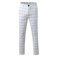 thumbnail image 2 of RUTAYY Men's Casual Pants Slim Fit Plaid Print Zipper Long Pants Daily Wear Comfort Trendy Vibrant Trousers, 2 of 8