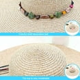 thumbnail image 3 of Beach Sun Protection Hat Straw Wide Brim Cap Female Foldable Camping Foldable Solid Color Summer Adjustable Head Seaside Sunproof Hats Accessory Pink, 3 of 8