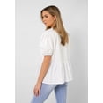 thumbnail image 3 of Women Bow Tie Front Shirt Top Cute Puff Sleeve Y2K Peplum Ruffle Babydoll Blouse Lace Up Summer Going Out, 3 of 6