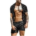 thumbnail image 3 of Danhjin Men's Hawaiian Shirt and Short Pants 2 Piece Vacation Outfits Sets Casual Button Down Beach Floral Suits on Clearance, 3 of 9