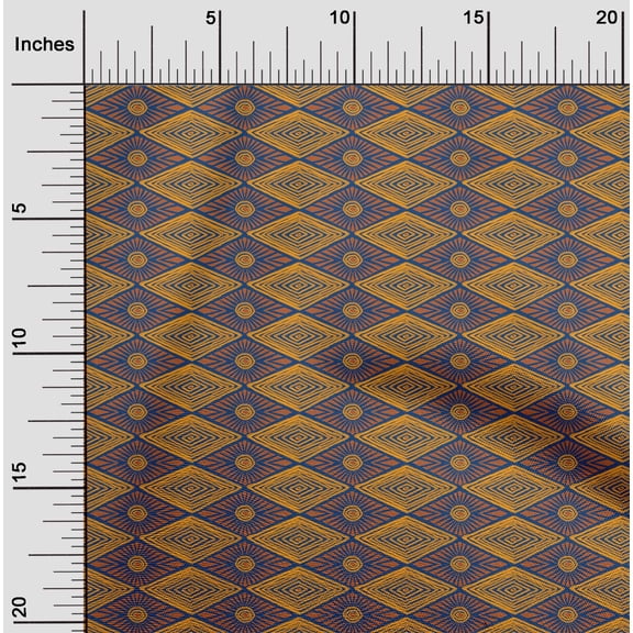 oneOone Cotton Cambric Fabric Geometric Block Print Fabric By Yard 56 Inch Wide