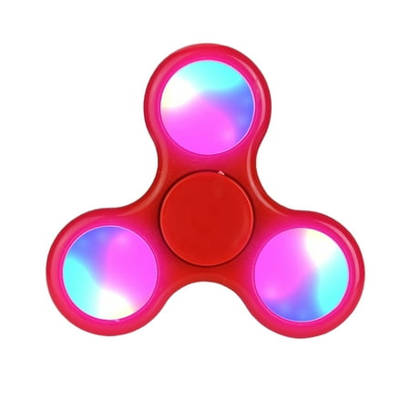 NYFASHION101 3 Speed Controlled Light Up LED Stress Reliever Hand Fidget Spinner, Red
