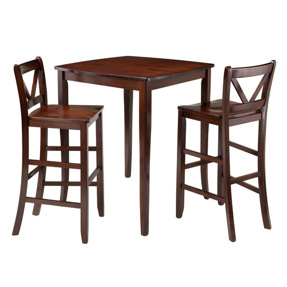 Contemporary Home Living Inglewood 3-Pc High Table with 2 Bar V-Back Stools