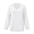 thumbnail image 5 of Bibifish Womens Sweaters Loose Fit Long Sleeve V Neck Knitted Tops Comfy And Trendy Loose Fit Solid Color Pullover Sweaters For Ladies, 5 of 5