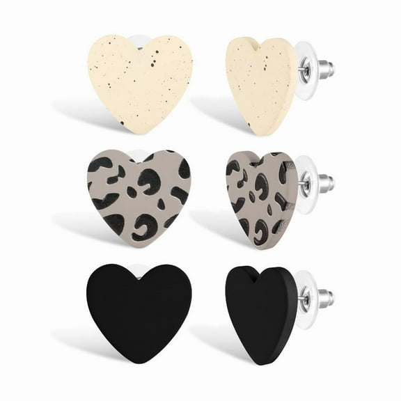Alexcraft Heart Stud Earrings for Women, Acrylic Love Statement Pink Red Black Heart Earrings Studs Set for Women Wife Jewelry