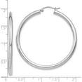 thumbnail image 4 of 10K White Gold Polished 3mm Tube Hoop Earrings - 40mm, 4 of 6