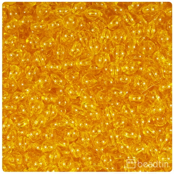 BeadTin Dark Yellow Transparent 6mm Round Craft Beads (500pcs)
