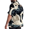 thumbnail image 3 of Swan Men's Poplin Shirt, Casual Short Sleeve Printed Button Down Summer Beach Unisex Shirts, 3 of 6