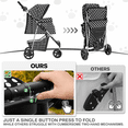 thumbnail image 5 of MoNiBloom 3 Wheel Folding Pet Dog Stroller, Foldable Lightweight Trolley with Storage Basket, Cup Holder and 360° Rotating Front Wheel for Small Medium Dogs, Black with White Polka Dots, 5 of 15