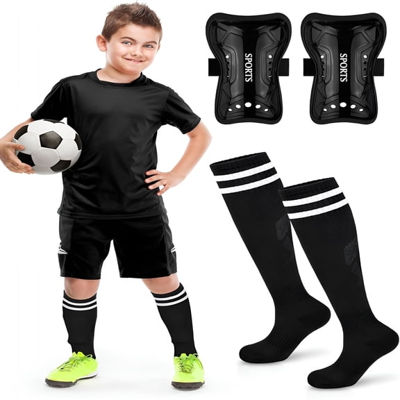 BESTSKY Kids Soccer Shin Guards and Socks Youth Soccer Shin Pads Protective Defender Gear for 3-15 Years Toddler Boys Girls
