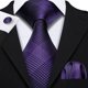 thumbnail image 2 of Set de Corbata Barry.Wang de Seda Rayada Morado y Negro 150 cm, 2 of 6