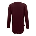 thumbnail image 3 of tarylea Chemises pour Femmes Tendance Col Rond Ourlet Boutons Hauts Couleur Unie Manches Longues Chemises Décontractées Amples Usage Quotidien, 3 of 3