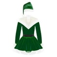 thumbnail image 2 of YiZYiF Kids Girls Christmas Santa Costume Velvet Faux Fur Long Sleeve Dance Figure Ice Skating Dress Green 14, 2 of 7