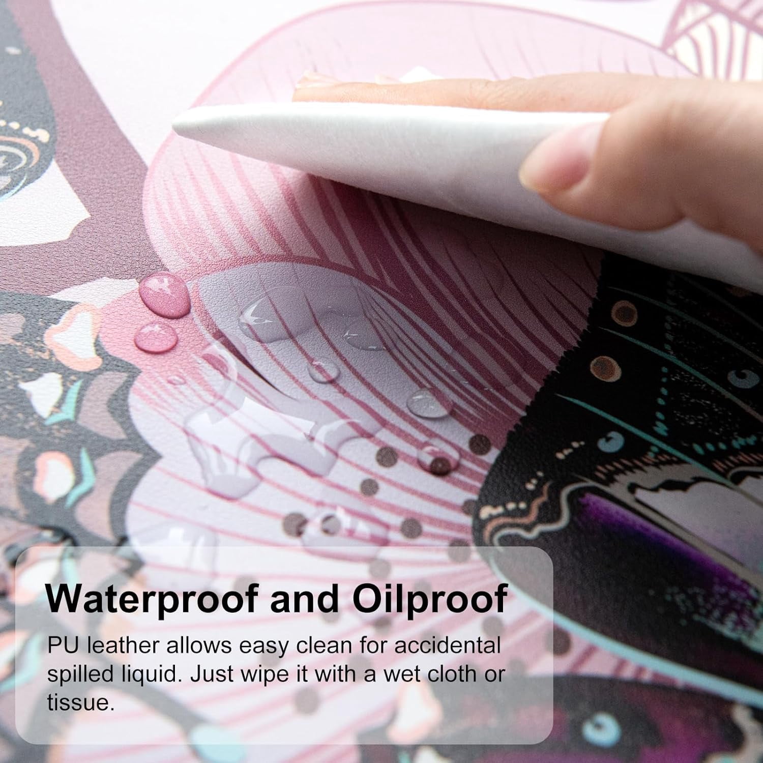 armdgodx Non Slip Waterproof PU Leather Large Desk Pad, 31.5x 15.7, Butterflies & Orchids