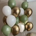 thumbnail image 3 of Kit de 10/20/30 globos de 10 pulgadas, globo retro verde, blanco y dorado, decoración para fiestas de cumpleaños, bodas, aniversarios, fiestas de verano en la jungla, suministros para el hogar, 3 of 5