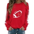 thumbnail image 3 of Sorvello Women's Football Graphic Sweatshirt Game Day Pullover Soft Breathable Cozy Long Raglan Sleeve Streetwear Fall Casual Athletic Top for Women Red M, 3 of 7