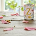 thumbnail image 2 of Personalization Mall Flowery Initial Coffee Mug, Gold and Pink, 2 of 4