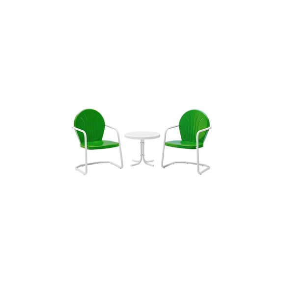 Retro Metal Outdoor Patio Set - 3 Piece Seating with Table & Chairs - Green