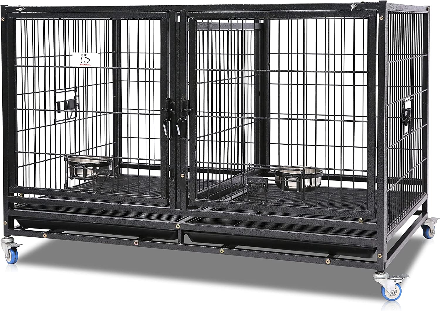 Homey Pet 43" Stackable Divider Cage with Wheel ,Feeding Bowl & Tray